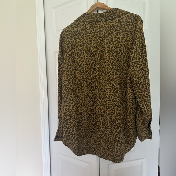 ZARA Premium Denim Collection Leopard Print Brown Shirt XL Button Down Lyocell - Picture 3 of 11